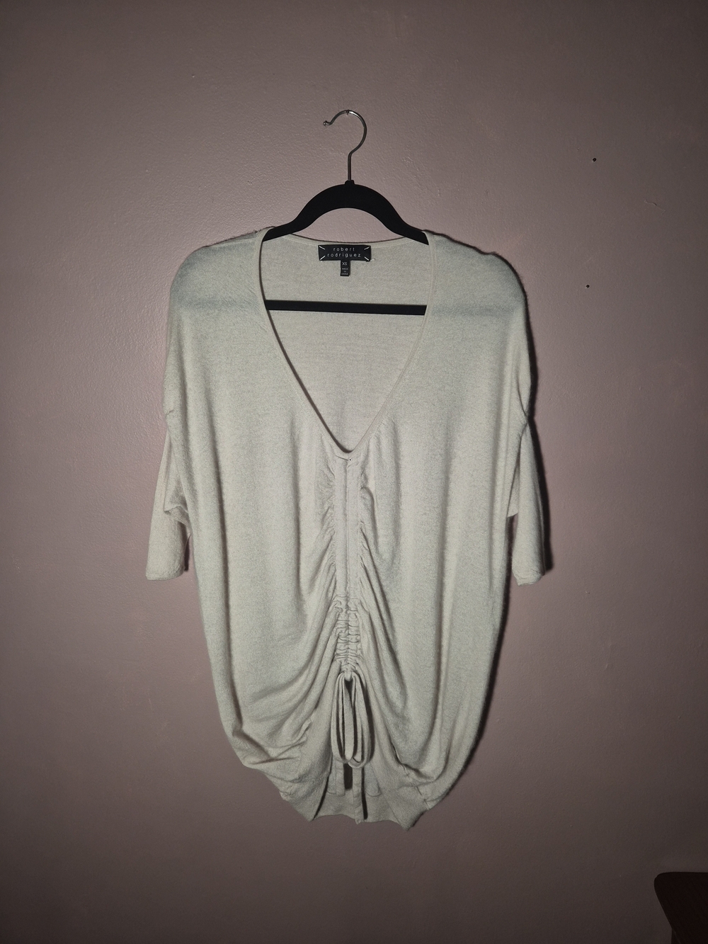 Robert Rodriguez Cashmere Sweater Ivory Half Sleeve VNeck Tunic Sweater Size XS